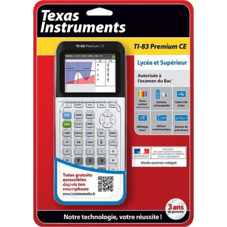 TI CE TEXAS INSTRUMENTS Calculatrice graphique TI 83 Premium CE TEXAS INSTRUMENTS