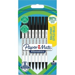 PAPER MATE Stylo à bille Kilometrico noir x8 lot de 8 stylos