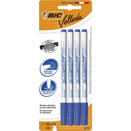 BIC Feutre effaçable à sec 4 bleu VELLEDA les 4 feutres