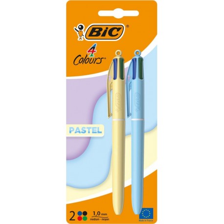 BIC Stylo bille 4 couleurs Pastel lot de 2 stylos