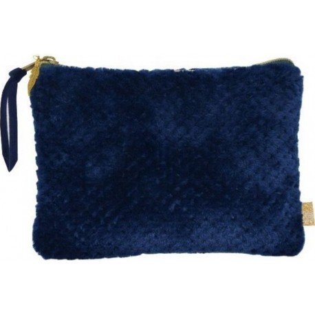 PPMNT Trousse rectangulaire en velour bleu la trousse