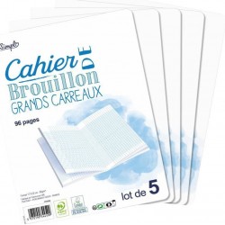 SIMPL Cahier 17 x 22cm 96 pages Grands carreaux lot de 5 cahier