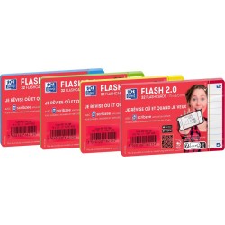 OXFORD Fiche bristol Flash 2.0 7,5cm x 12,5cm Non perforée avec bords colorés lot de 32 fiches aléatoire