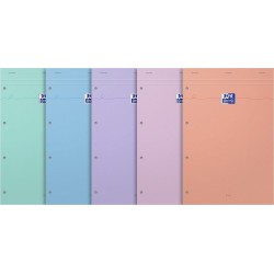 OXFORD Bloc note Smart A4 couverture souple Pastel 160 pages perforées Quadrillé 5x5 le bloc note en coloris aléatoire