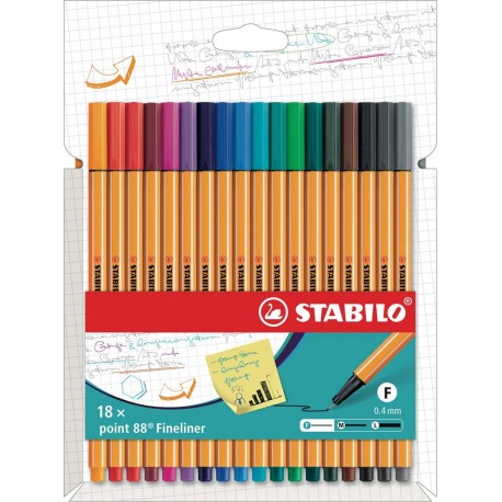 STABILO Feutre d'écriture assortis intenses Point 88 pointe fine x18 les 18 stylos-feutre