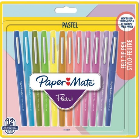 PAPER MATE Feutre d'écriture Flair Pastel x12 lot de 12 feutres d'écriture