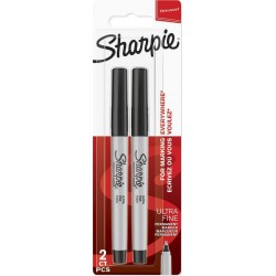 SHARPIE Marqueur permanent pointe fine x2 noir lot de 2 marqueurs