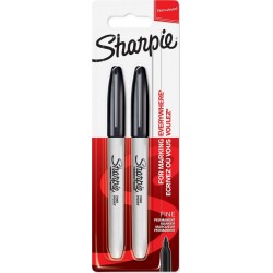 SHARPIE Marqueur permanent pointe fine x2 noir lot de 2 marqueurs