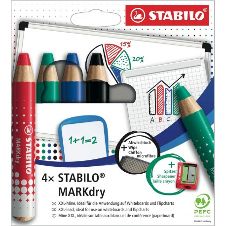 XXL STABILO Crayon marqueur MarkDry lot de 4 crayons marqueur