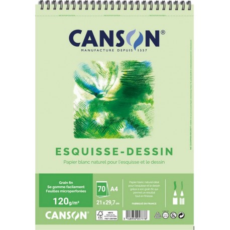 CANSON Bloc dessin Esquisse A4 70 feuilles 120g le bloc de dessin