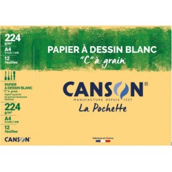 CANSON Papier à dessin C à grain 12f a4 224g la pochette