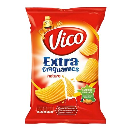 Vico Chips Extra Craquantes Nature 135g (lot de 10 x 10 paquets)