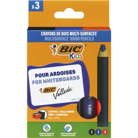 BIC Crayon de couleur mutli surfaces avec chiffon et taille crayon