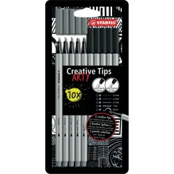 STABILO Feutre Arty Creative Tips Noir et gris lot de 5 feutres