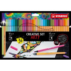 STABILO Feutre 18 1Mm Et 18 0,4Mm Couleurs Lumineuses Arty le lots de 36 feutres