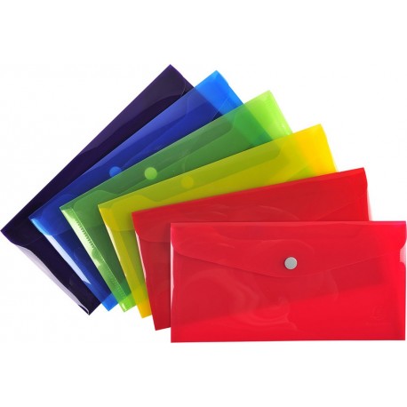 EXACOMPTA Pochette enveloppe avec fermeture pression 12 x 24cm la pochette enveloppe en coloris aléatoire