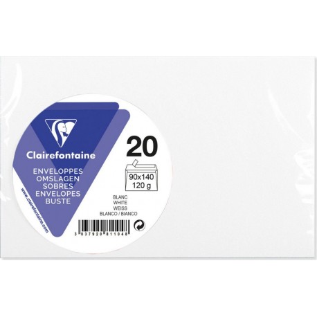 CLAIREFONTAINE Enveloppe de visite blanche 90x140mm 120g x20 lot de 20 enveloppes