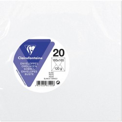 CLAIREFONTAINE Enveloppe carrée blanche 165x165mm 120g x20 lot de 20 enveloppes