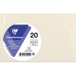 CLAIREFONTAINE Enveloppe de visite ivoire 90x140mm 120g x20 lot de 20 enveloppes