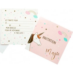 MESA BELLA Cartes d'invitation avec enveloppes x6 Licorne Fantastique lot de 6 invitations