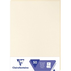 CLAIREFONTAINE Feuille ivoire 210x297mm 120g x50 lot de 50 feuilles