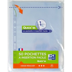 OXFORD Pochette perforée Quick'In 21x29,7cm 25 feuilles lot de 50 pochettes