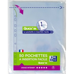 OXFORD Pochette perforée Quick'In lisse 21x29,7cm 25 feuilles lot de 50 pochettes