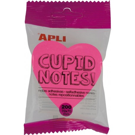 APLI Notes repositionnables coeur 70 x 70mm couleurs vives le bloc de 200 feuilles