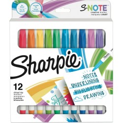 SHARPIE Surligneur créatif Snotes assortis x12 lot de 12 marqueurs surligneurs