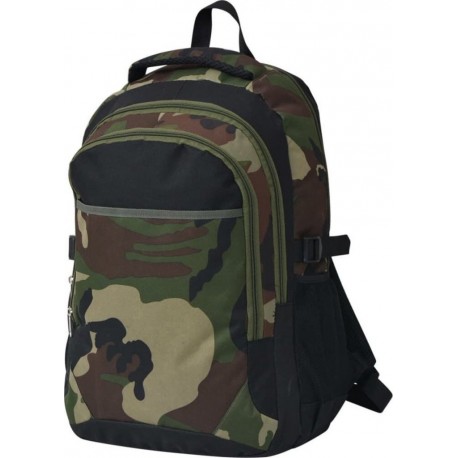 NC Sac À Dos D'école 40L Noir Et Camouflage Vidaxl