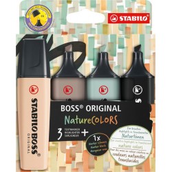 Stabilo Boss Original Naturecolors Marqueur 4 Pièce(s) Pointe Biseautée Beige, Noir, Vert, Gris Clair