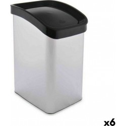 NC Corbeille À Papier Basculant Argenté Plastique 12L (6 Unités)