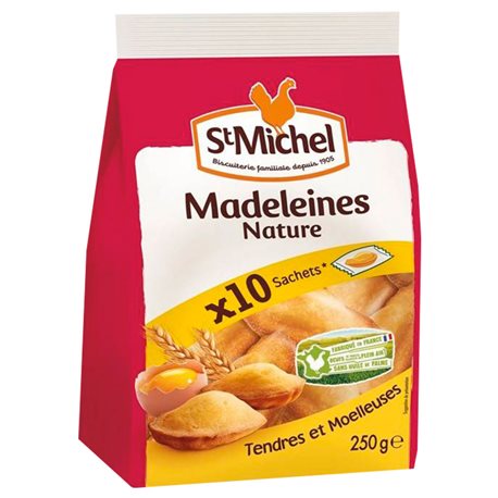 St Michel Madeleines Nature à emporter 250g (lot de 10 x 3 sachets)