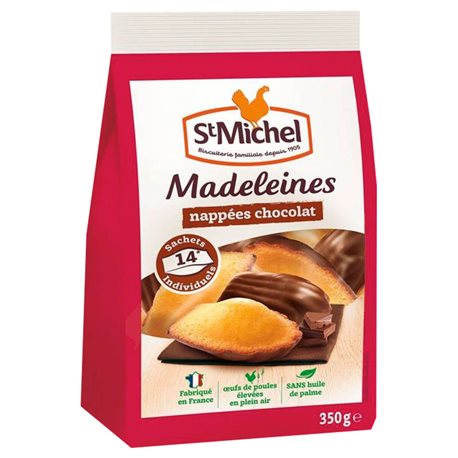 St Michel Madeleines Nappées Chocolat à emporter 350g (lot de 10 x 3 sachets)