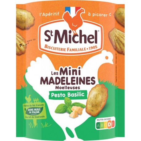 ST MICHEL Biscuits apéritifs minis madeleines moelleuses pesto sans huile de palme 100g