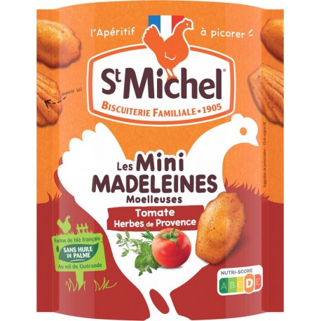 ST MICHEL Biscuits apéritifs minis madeleines moelleuses tomate herbes de provence sans huile de palme 100g