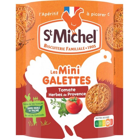 ST MICHEL Biscuits apéritifs minis galettes tomate herbes de provence sans huile de palme 100g