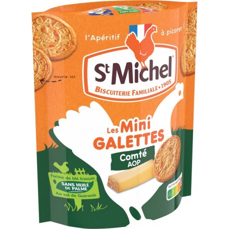 AOP Biscuits apéritifs minis galettes comté sans huile de palme ST MICHEL 100g