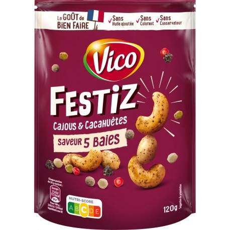 VICO Mélange cajou et cacahuète aux 5 baies 120g