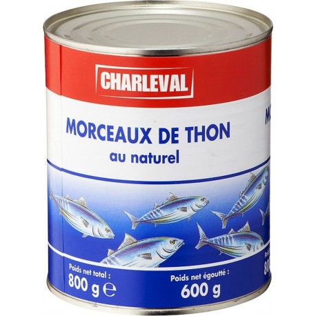 CHARLEVAL Thon morceaux au naturel 600g net égoutté