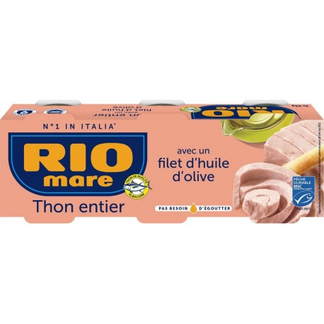 RIO MARE Thon entier avec un filet d'huile d'olive les 3 boîtes de 65g