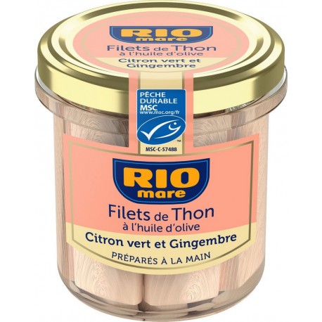 RIO MARE Filet de thon à l'huile d'olive citron vert et gingembre 130g