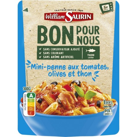 WILLIAM SAURIN Mini penne au thon tomate olive 300g