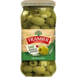 TRAMIER Olives vertes dénoyautées sans résidus pesticides 260g