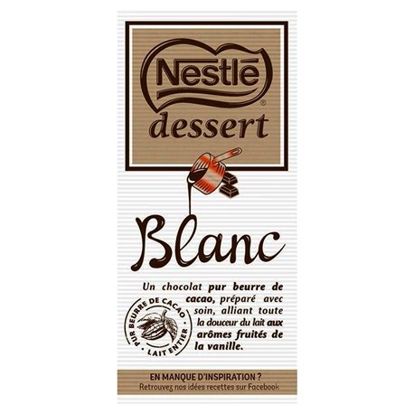 Nestlé Dessert Tablette Blanc 180g (lot de 10 x 3 tablettess)