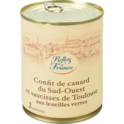 REFLETS DE FRANCE Plat cuisiné canard saucisses lentilles 840g