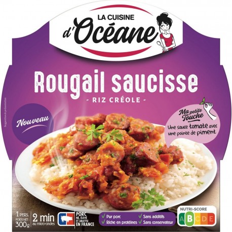 CUISINE OCEANE Plat cuisiné rougail saucisses riz créole 300g