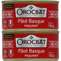 OROCBAT Pâté basque piquant les 2 boîtes de 185g