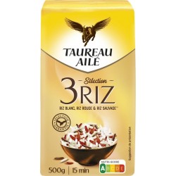 TAUREAU AILE Sélection 3 Riz Blanc, Rouge & Sauvage 500g