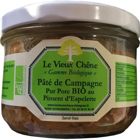 LE VIEUX CHENE Pâté de campagne au piment d'Espelette Bio 180g